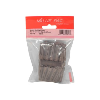 picture of Value Pack - Brown 7mm Standard Wall Plug - Drill Size 10-12 - Pack of 40 - [CI-72439]