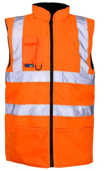 Picture of Supertouch High Visibility Orange Reversible Bodywarmer Navy Fleece Reverse - ST-36781 - (NICE)