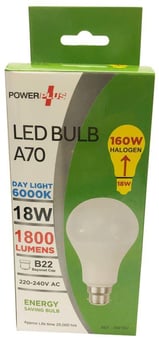 Picture of Power Plus - 18W - B22 Energy Saving A70 LED Bulb - 1800 Lumens - 6000k Day Light - Pack of 12 - [PU-3491]