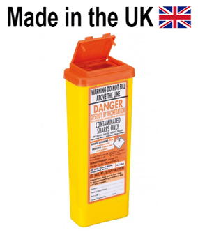 picture of SHARPSGUARD® Orange Lid 0.5 Ltr Sharps Bin with Needle Remover - NHS CODE FSL091 -  BS7320:1990 - [DH-DD442NROL]