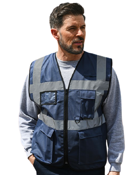 picture of Korntex Navy Hi Vis Executive Multifunction Safety Vest - AP-KXEXECNV