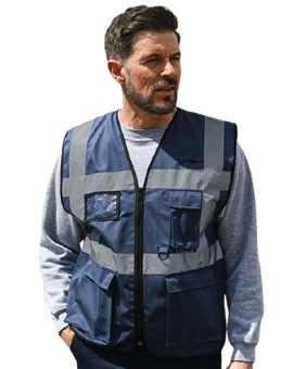 Picture of Korntex Navy Blue Hi Vis Executive Multifunction Vest - AP-KXEXECNV