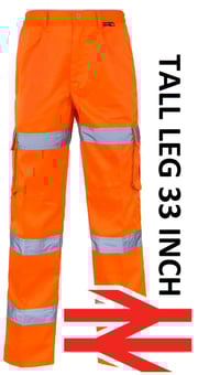 picture of Hi Vis - 3 Band Combat Trousers - Orange - Tall 33" Leg - ST-CK982