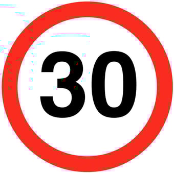 Picture of Traffic 30mph Sign Large - Class 1 Ref BSEN 12899-1 2001 - 600mm Dia - Reflective - 3mm Aluminium - [AS-TR39-ALU]