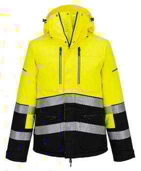 picture of Portwest EV467 - EV4 Hi-Vis Winter Jacket - Yellow/Black - PW-EV467YBR