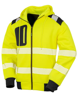 picture of Result Recycled Robust Zipped Safety Hoody - Fluorescent Yellow - BT-R503X-FY