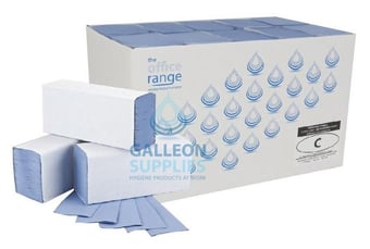 Picture of Galleon 2 Ply - Blue - Interleaved - Paper Hand Towels - 23.5cm x 24cm - 1500 Towels - [GU-OR-C] - (LP)