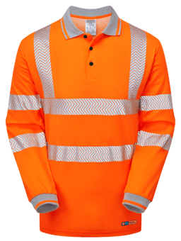 picture of Pulsar Life Orange Men's Sustainable Long Sleeve Polo Shirt - PR-LFE926-NB