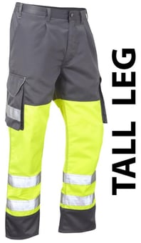 picture of Bideford - Hi-Vis Yellow/Grey Poly/Cotton Cargo Trouser - Tall Leg - LE-CT01-Y/GY-T