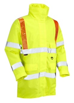 picture of Leo Superior Red Brace Hi-Vis Padded Parker Anorak with Hood - LE-A02-Y