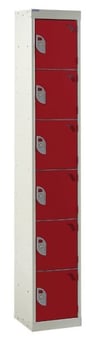 picture of QMP Standard Locker - 6 Compartment - Red Doors - 1800H x 300W x 300D mm - [QM-LS1830306RXX]