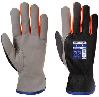 Picture of Portwest A280 Wintershield Black/Orange Thermal Gloves - [PW-A280K1R]