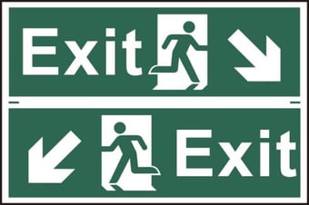 Picture of Exit man running arrow diagonally down left/right - PVC 300 x 200mm - IH-1519