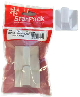 picture of StarPack - 72517 - White Large Self Adhesive Hook - Pack of 2 - [AF-5013249287861] - (DISC-R)