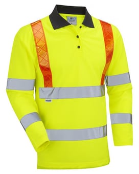 Picture of Bickleton Red Brace Yellow Hi Vis Long Sleeve Polo Shirt - LE-P07-Y