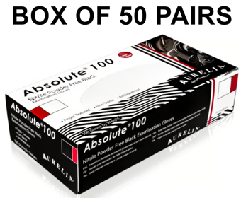 picture of Aurelia Absolute 100 Nitrile Examination Gloves Black - Box of 50 Pairs - SMX-9899A5