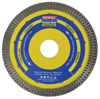 Picture of Faithfull - Porcelain Series Diamond Blades - Dia 115mm - Bore 22.23mm - Height 8mm - [TB-FAIDB115CRP]