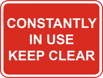 picture of Street Signs - Constantly In Use Keep Clear - 600 x 450Hmm - Reflective - 3mm Aluminium - [AS-TR188-ALU]