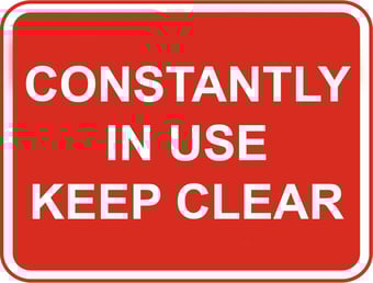 Picture of Street Signs - Constantly In Use Keep Clear - 600 x 450Hmm - Reflective - 3mm Aluminium - [AS-TR188-ALU]