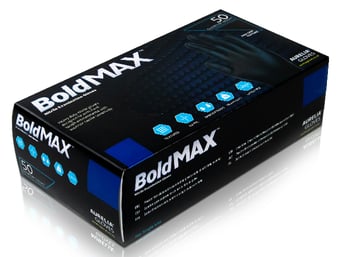 picture of Aurelia Bold MAX Grip Nitrile Examination Gloves Black - Box of 50 - SMX-9789A7