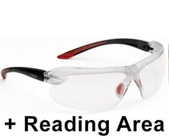 picture of Bolle Iri-s Black/Red Clear PC Safety Spectacles With Reading Area - BO-IRIDPSI