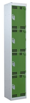picture of QMP Tool Charging Locker - Perforated Door - Standard Plug - 4 Compartment - Green - 1800H x 450W x 450D mm - [QM-BL1845454GPX]