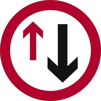 picture of Spectrum 450mm Dia. Dibond ‘Give Way To Oncoming Traffic’ Road Sign - Without Channel – [SCXO-CI-14028-1]