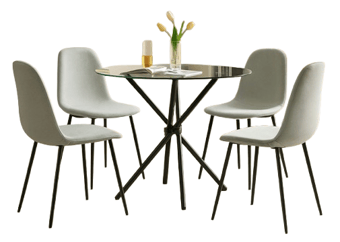 picture of Alba Toronto Dining Table with 4 Leo Chairs - [ABF-ABD-TOD-SET]