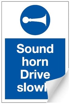 Picture of Sound Horn Drive Slowly Sign - 200 x 300Hmm - Self Adhesive Vinyl - [AS-MA129-SAV] 