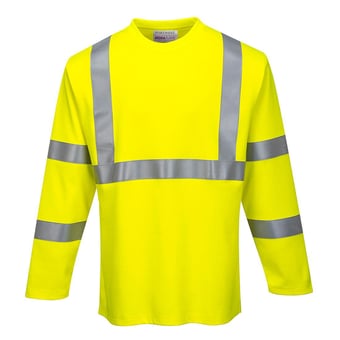 picture of Portwest - Yellow FR Hi-Vis Long Sleeve T-Shirt - [PW-FR96YER]