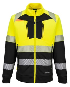 picture of Portwest DX490 - DX4 Hi-Vis Class 1 Funnel Neck Zipped Sweatshirt - Yellow/Black - PW-DX490YBR