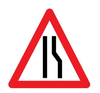 Picture of Road narrows offside - Q Sign (600mm) - [AS-ZT12B]