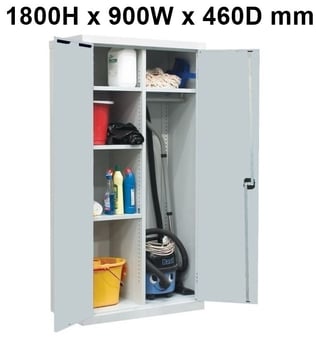 picture of QMP Utility Cupboard - Light Grey Doors - 3 Shelves - 1800H x 900W x 460D mm - [QM-CU189046ZLXX]