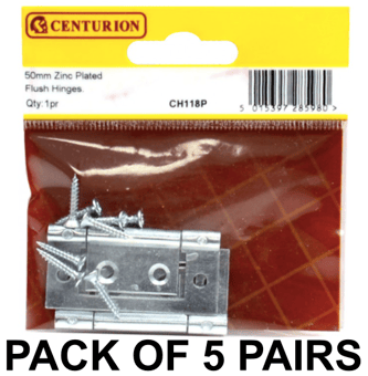 picture of Centurion BZP Flush Hinges - 50mm - Pack of 5 Pairs - [CI-CH118P]
