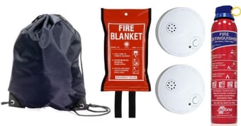 Picture of Midi Fire Property Safety Pack - Includes Long-Life Ionisation Smoke Alarm - In a Handy Pull String Bag - [IH-MIDISAFETYPACK]