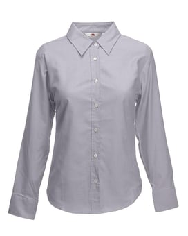 picture of Fruit Of The Loom Lady-Fit Long Sleeve Oxford Shirt - BT-65002-OXFORDGREY - (DISC-R)