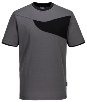 Picture of Portwest PW211 - PW2 Cotton Comfort T-Shirt S/S Zoom Grey/Black - PW-PW211ZBR