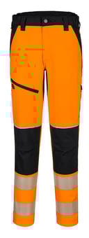 picture of Portwest T140 - PW3 Hi-Vis Stretch Trouser - Orange/Black - PW-T140OBR