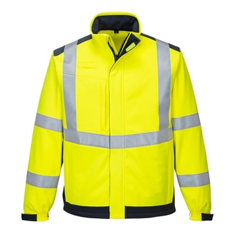 picture of Portwest - Yellow/Navy Modaflame Multi Norm Arc Softshell Jacket - PW-MV72YNR