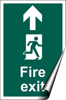 picture of Fire Exit Sign - Arrow Up - Complies to BS 5499 (Part 4) 2000 - 200 x 300Hmm - Self Adhesive Vinyl - [AS-SA132-SAV]