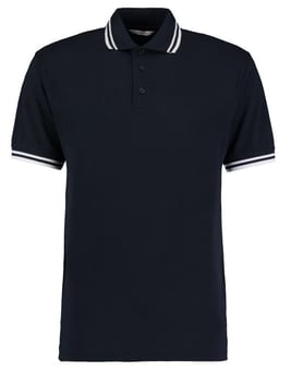 picture of Kustom Kit Men's Classic Fit Tipped Collar Polo Navy Blue/White - BT-KK409-NAV/WHT