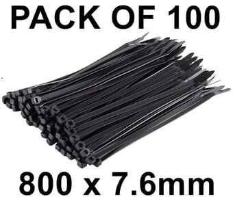 picture of ProSolve Black Cable Ties - 800 x 7.6mm - Pack of 100 - [PV-PVCT800]