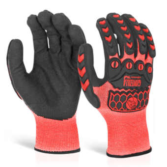 picture of Glovezilla Glow In The Dark Foam Nitrile Red Gloves - BE-GZ66RE