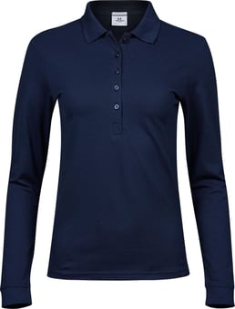 Picture of Tee Jays Ladies' Luxury Stretch Long Sleeve Polo - Navy Blue - BT-TJ146-NVY