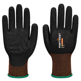 picture of Portwest A375 - GP Grip 18 Nitrile Smooth/Sandy Glove - Pair - Black - PW-A375K8R
