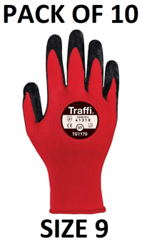 picture of TraffiGlove Nitrile Coated Glove - EN388 (4121) Cut Level 1 - Size 9 - Pack of 10 - TS-TG1170-9X10 - (AMZPK2)