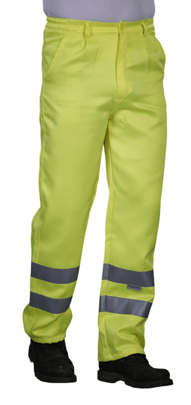 Hi Vis POLYCOTTON Yellow Trousers - Ankle Band - Conforms to EN471 - [BT-HV015T-Y]