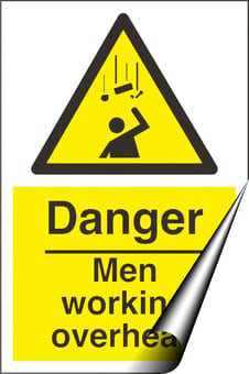 Picture of Danger Men Working Overhead Sign LARGE - 400 x 600Hmm - Self Adhesive Vinyl [AS-WA82-SAV]