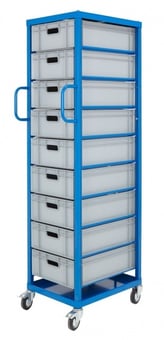 picture of Euro Container Trolley - 1855h x 465w x 715d mm - 9 x 30L Capacity Boxes - [BDU-UZECTL2]