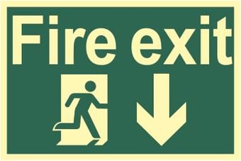 Picture of Spectrum Fire Exit Running Man Arrow Down - PHO 300 x 200mm - [SCXO-CI-1580]